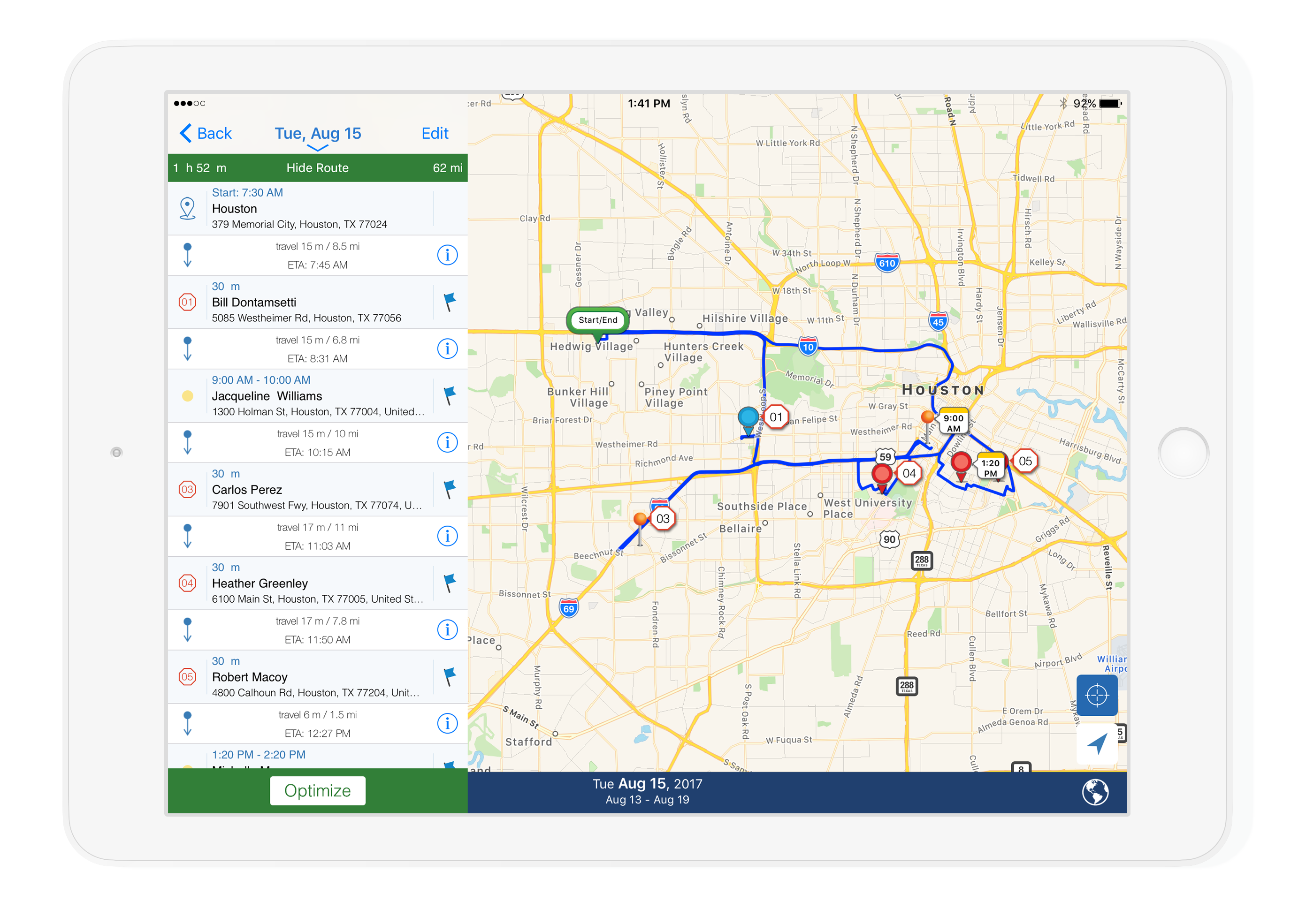 iPad_routeplan Mapview (formerly Sales Navigator) Route Planner