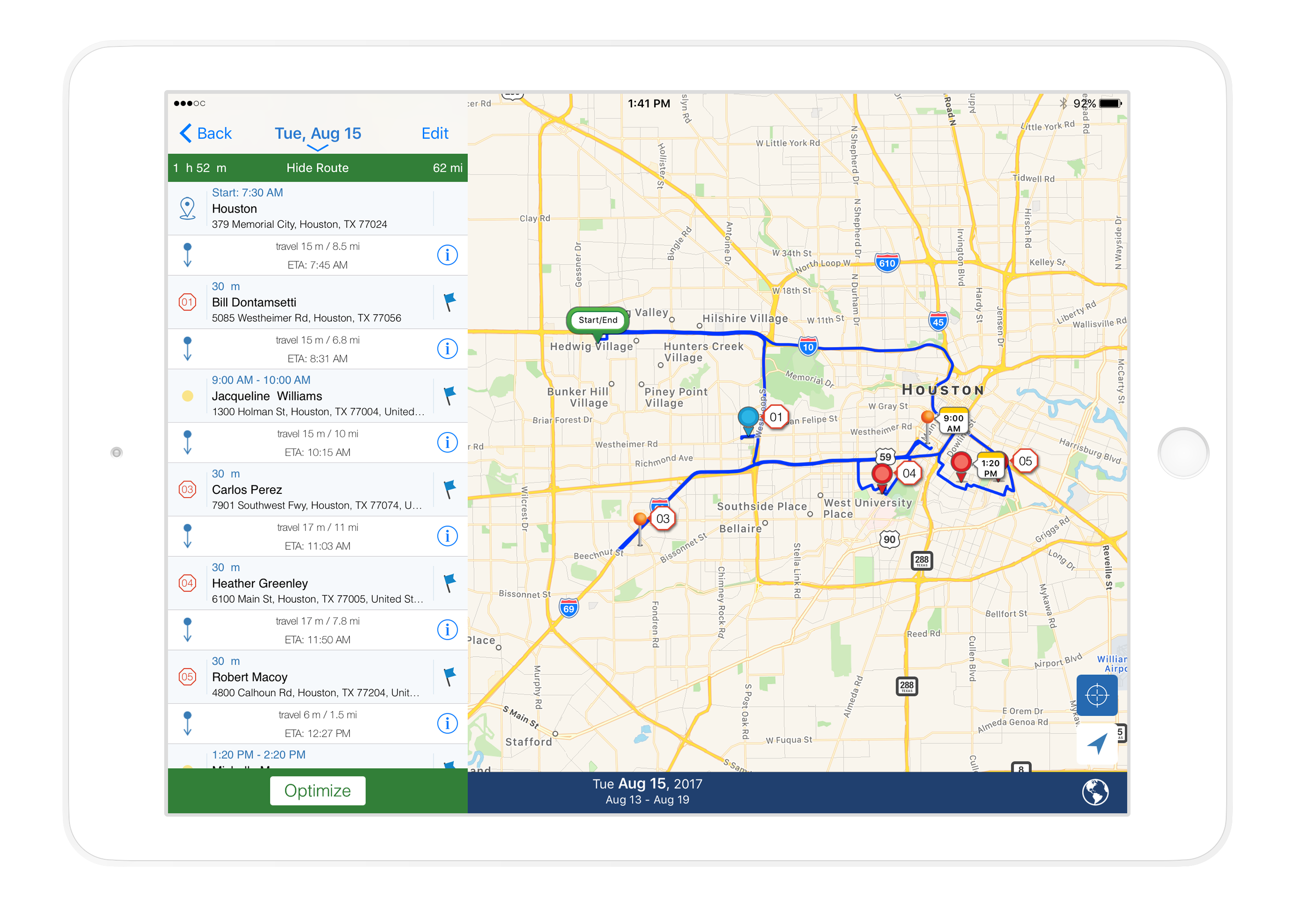 iPad_routeplan Mapview (formerly Sales Navigator) Route Planner
